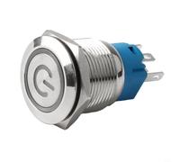 Helilyco 19mm Metal Push Button Switch Self Locking Power Switch With LED IP66 Waterproof Vandal for proof Switch(blue)