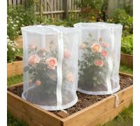 Helilyco 2-Pack Reusable Dome Plant Covers with, Breathable Net Barriers Birds & Worms, White(23.6 * 23.6 * 47.2in)