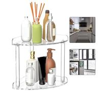 Helilyco 2-Tier Clear Acrylic Corner Organizer Shelf Transparent Countertop Storage Rack Bathroom Kitchen Vanity 7x7x8 Inch