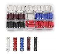 Helilyco 200PCS European Auto Fuse Assortment Kit 5A-40A for Torpedo Fuses and Old Style Cars, 25 x 6 mm, 5A (Black), 8A (White), 16A (Red), 25A (Blue), 40A (Brown)