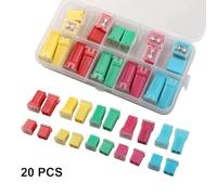 Helilyco 20Pcs Mini Square Car Fuse Assortment Kit, 20A 30A 40A 50A 60A, with Plastic Storage Box, for Automotive Fuse Panels and Wiring Harnesses