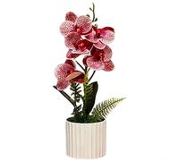 Helilyco 29cm Artificial Phalaenopsis Orchid Plant, Lifelike Fake Flowers Wedding Photography Props and Home Office Decor, Pink and Purple(Spotted Powder)