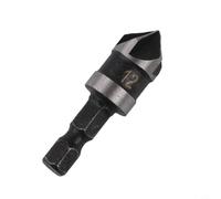 Helilyco 2PCS 5 Flute Countersink Drill Bits 12/16/19mm, 82 Degree Chamfer Bit Set with 1/4"" Hex Shank Wood and for Soft Metals(12mm)