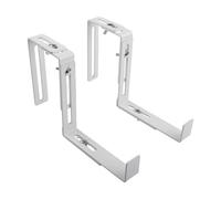 Helilyco 2Pcs Adjustable Flowerpot Holder Hooks, No Drill Window Box Bracket for Balcony Railing, White Iron Plant Pot Hangers