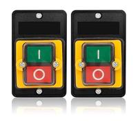 Helilyco 2PCS Industrial Push Button Switch, AC220V/380V 10A, Waterproof Dustproof, for Textile Machine, Cutting Machine, Electric Hydraulic Pump, Black