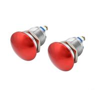 Helilyco 2Pcs IP65 Waterproof 16mm Mushroom Push Button Switch