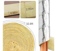 Helilyco 32.8 Feet Foiled Back Fiberglass Pipe Insulation Wrap for Indoor Outdoor Thermal Protection 10M Foam Tape for Water Pipes