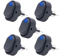 Helilyco 5-Pack 12V 30A Heavy Duty Blue LED Rocker Switch with ON/OFF Function for Car, Boat, Truck, Blue LED