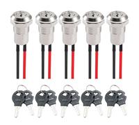Helilyco 5 Pack Pre-Wired 12mm Key Switch ON/OFF Metal Interlock Switch for Go-Karts Gas Scooters Electric Scooters with Interchangeable Keys, Silver