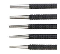 Helilyco 5pc Nail Punch Set with Knurled Body Square Striking Head 100mm Alloy Steel Punching Tool for Metal Wood Plastic