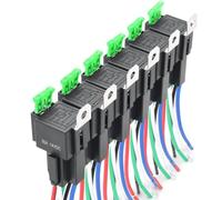 Helilyco 6 Pack 30A Fuse Relay Switch Harness Set 12V DC 5-Pin SPST Automotive Relays, Black