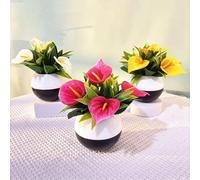 Helilyco Artificial Calla Lily Potted Plant, Realistic Velvet Simulation Flower Home Decor, 16cm for Compact Table Centerpiece Blue