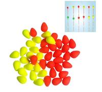 Helilyco Bright Foam Fishing Float Tip Beads 68mm Visual Indicator with 1mm Center Hole Float Top Tips for Red and Yellow 50pcs