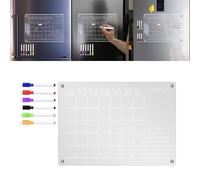 Helilyco Clear Acrylic Magnetic Dry Erase Calendar Set with 6 Pens Monthly and Weekly Planner for Refrigerator Transparent Message Board for Kitchen