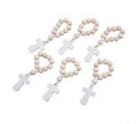 Helilyco Compact Wooden Rosary 10.1cm Lightweight Prayer Tool | 6-piece set, natural wood beads, metal cross pendant, compact 10.1cm size, ideal for christening gifts