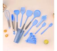 Helilyco Complete 16-Piece Silicone Kitchen Utensil Set, High Temp Cooking Gadgets with Organizer Stand Modern Kitchens