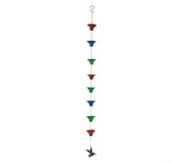 Helilyco Creative Flower Basket Rain, 56 Inch Metal Eaves Water Diverter with Wind Chime Effect Garden Patio Drainage, for Red Blue Green