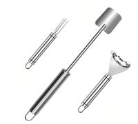 Helilyco Easy Clean Corn Cob Peeler Fresh Corn on Cob, for Stainless Steel Kernel Remover with Push-Down Design, 26 x 4 cm, Silver