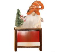 Helilyco Faceless Santa Claus Christmas Countdown Calendar Wooden DIY Ornament for Holiday Decor Pastoral Style Red 15 x 9 x 3 cm