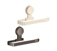 Helilyco for L-Shaped No-Drill Suction Cup Paper Towel Holder, Carbon Steel Wall Rack Kitchen Rolls and Bags, Install, Grey