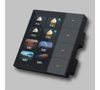 Helilyco for Tuya for Zigbee 3.5 Inch Wall Switch, 8-Way 4-Group Touch Panel Light and Curtain Control, Customizable Scenes, Offline Dimming, 320x480 Display(Black)