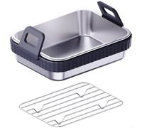 Helilyco Non-Slip Air Fryer Pan with Drip Rack and Lid | Removable Drip Rack For Crispier Food, Dishwasher Safe, -Fits Most Air Fryers 304 , Anti-slip Silicone Handle