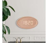 Helilyco Nordic Oval Digital Wall Clock with LED Display USB Powered for Auto Dimming 1224 Hour Format Home Office