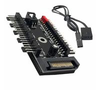 Helilyco PC Cooling Fan for Hub 1 to 10 Port 12V 4-Pin Splitter Extender with for SATA Power CPU Case Radiator Fans, Black