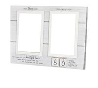 Helilyco Personalized Wooden Anniversary Photo Frame Then & Now, 2 Pack 4x6 Inch, Side-by-Side Layout with Heartfelt Quote, Dark Wood Finish