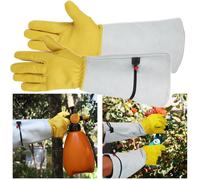 Helilyco Rose Pruning Gloves for Women and Men Thorn Proof Long Garden Gloves with Extended Forearm Protection Goat Skin Cowhide Leather 2 Pack