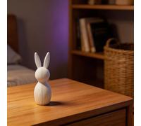 Helilyco Set of 2 Nordic Style 3D Printed Easter Bunny Figurines Striped for Rabbit Decor Home Shelf Table Centerpiece Spring Festival Ornament