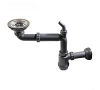 Helilyco Single Bowl Sink Drain Pipe for Stainless Steel SUS304 Rear Mounted Space Saving Layout Anti-Scent Bottle for Kitchen Gray