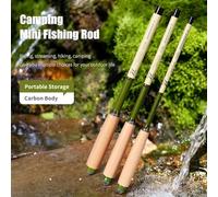 Helilyco Telescopic Fishing Rod 1.2m 1.6m 2m, Carbon+SolidWood Ultra-light Pole for Carp Trout Salmon, Compact 30cm Collapsible Stream Fishing Rod, Green