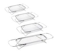Helilyco Telescopic Stainless Steel Sink Colander, Over Sink Expandable Strainer Basket Washing Produce and Drying Tableware, Rust Silver Small