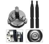 Helilyco Three Jaw Manual Chuck, 50mm Lathe Mandrel for M14 Thread Machine Tools, Silver Chuck with Black Axial Joints