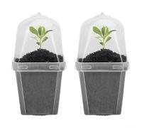 Helilyco Transparent 3"" Plastic Plant Pots with Humidity Dome Lid, Clear Nursery Gardening Container Succulents Herbs Small Flowers Indoor Urban Garden Care(2pcs)