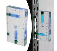 Helilyco Transparent Magnetic Bubble Level with Integrated Ruler Two Direction Precision Level for Industrial and Domestic Use 95mm T-Style Gauge in Blue