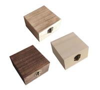 Helilyco Wooden Rectangular Storage Case with Metal Closure Accessories Tea and Coffee Beans Desktop Organizer 10x10x6cm