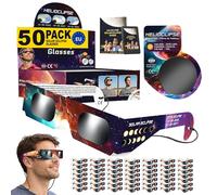 Helioclipse 50 Pack Solar Eclipse Glasses 2026 ISO 12312-2 Certified - Retail Ready - Solar Eclipse Viewing Glasses UK - Solar Glasses & 10x Phone Filter