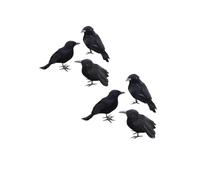 helioflicker Black Realistic Crows Handmade Feather Realistic Looking Birds Halloween Decoration 6 Pack Real Touch.