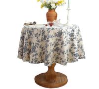 helioflicker Floral Round Tablecloth Circle Tablecloth Round Cover Pastoral Table Cloth Washable Table Cover Indoor and Outdoor Picnic, Party, Dining, No tassels - 48 inch