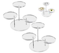 HELION 2 Packs Mini Acrylic Display Stand, Round Clear 3 Tier Jewelry Display Stands, Stylish Acrylic Stand for Action Figures Collectibles Gem Crystals Rocks and Small Cupcake