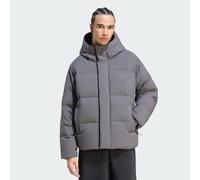 adidas Men's Helionic Down Puffer Hooded Coat, grey five, M