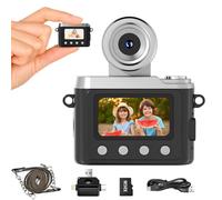 Heliora Mini Keychain Digital Camera, Retro CCD Camera 1080P Flip the Lens Digital Camcorder with 32GB Card & 3-in-1 Card Reader, Portable Tiny Camera for Kids, Beginner, Travel, Party and Vlog(Black)