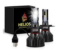 HELIOS H4 / HB2 Headlight Bulbs Led 18000 LM Super Bright Fan Cooling All In One Cool White Conversion Kit Hi/Lo (DC 9-30V) 6000K (36W x2) 30,000Hours over 200% Brighter, Braided Cable