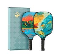 HELIOS Hawaii Pickleball Paddle Set - O'ahu | Includes Pipeline & Diamond Head Paddles | Particle-Printed Carbon Fiber Surface with 13mm Reactive Honeycomb Core | 8oz, Beginner Set for Control