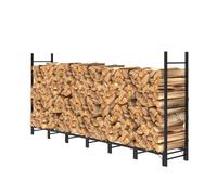 Helios&Hestia 2.44m Outdoor Firewood Rack for Fireplace, Heavy Duty Steel Log Holder, Indoor Wood Pile Storage Organizer, Adjustable Stacker Stand, 244×35×115 cm, Black