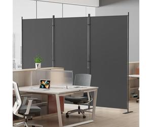 Helios&Hestia 3-Panel 6 ft Tall Indoor Folding Room Divider, Portable Privacy Screen, Freestanding Partition Separator, Temporary Wall Separation for Bedroom, Office, 102" W X 71" H, Dark Grey