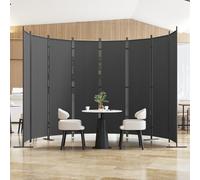 Helios&Hestia 8-Panel 6 ft Tall Indoor Folding Room Divider, Portable Privacy Screen, Freestanding Partition Separator, Temporary Wall Separation for Bedroom, Office, 160" W X 71" H, Dark Grey