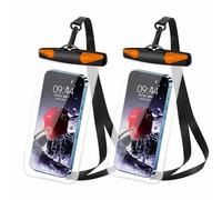 Heliosea Waterproof Phone Pouch, Waterproof Phone Case with Lanyard for iPhone, Samsung, IPX8 Cellphone Beach Dry Bag Kayak Cruise Ship Essentials 2Pack-7.5" Black Orange
